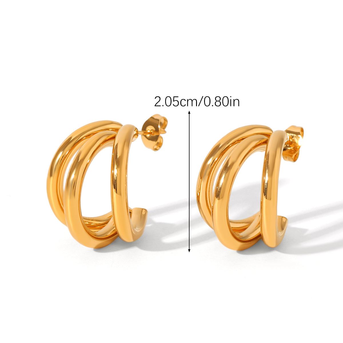 ORECCHINI SEMICERCHIETTI IN ORO ACCIAIO INOX 304