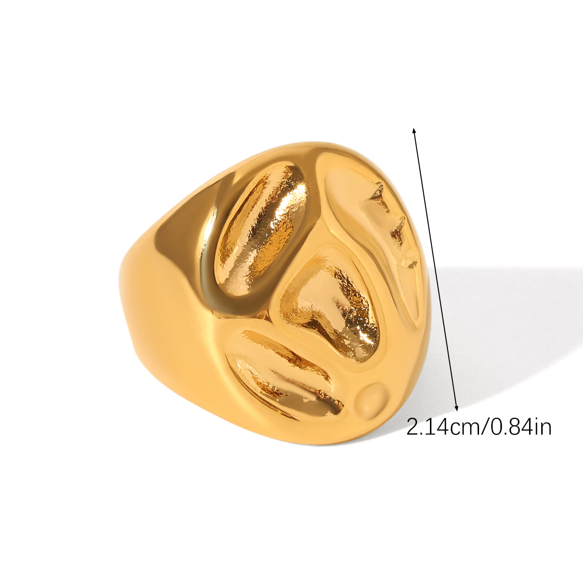 ANELLO CHEVALIER ORO MARTELLATO MIS.8 ACCIAIO INOX 304