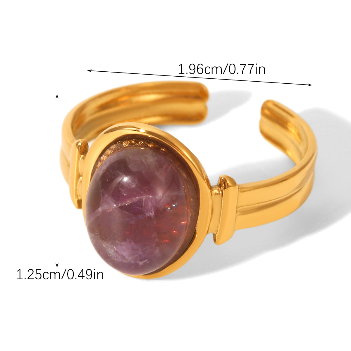 ANELLO NATURE IN ORO CON PIETRA NATURALE ACCIAIO INOX 304