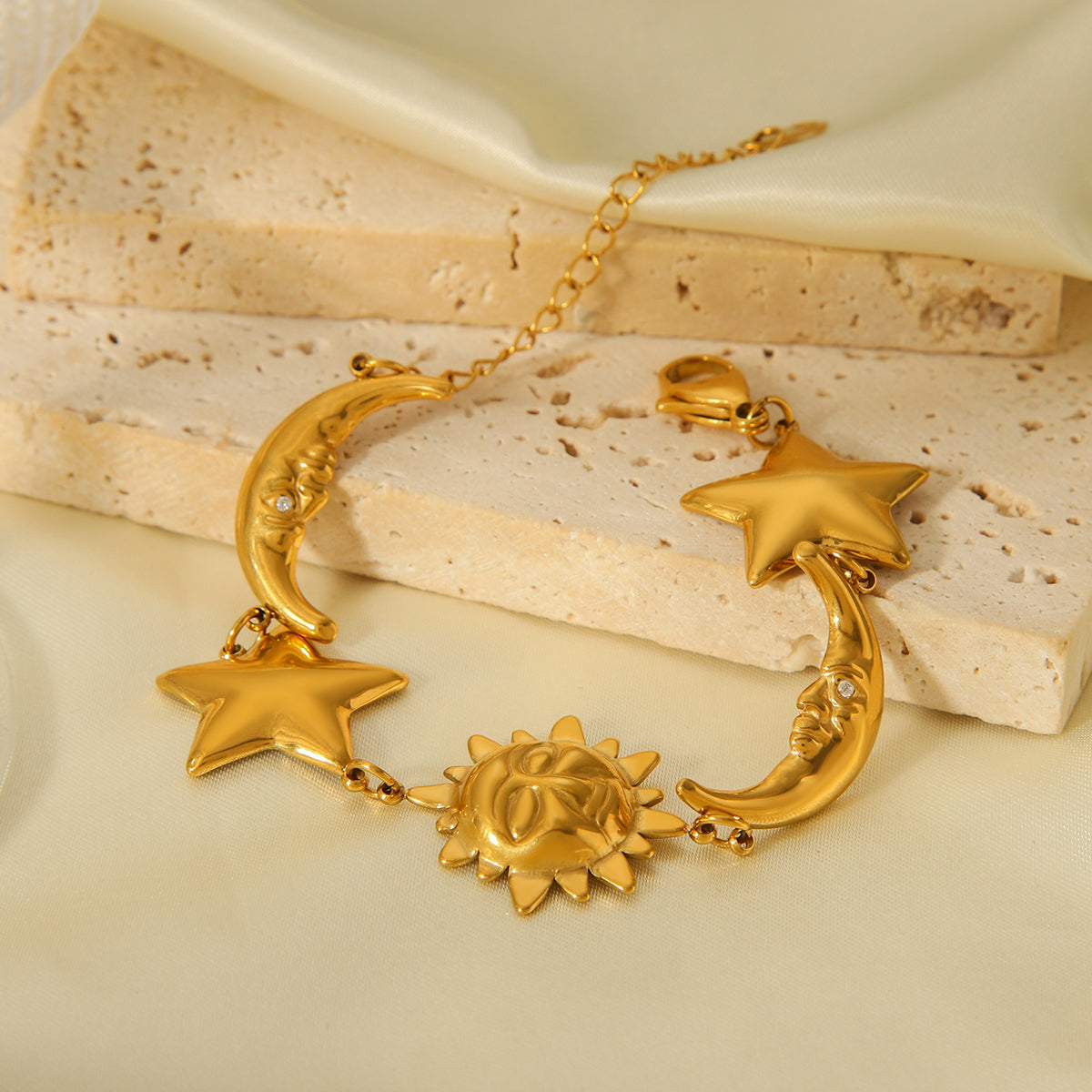 BRACCIALE COSTELLAZIONI IN ORO ACCIAIO INOX 304 REGOLABILE