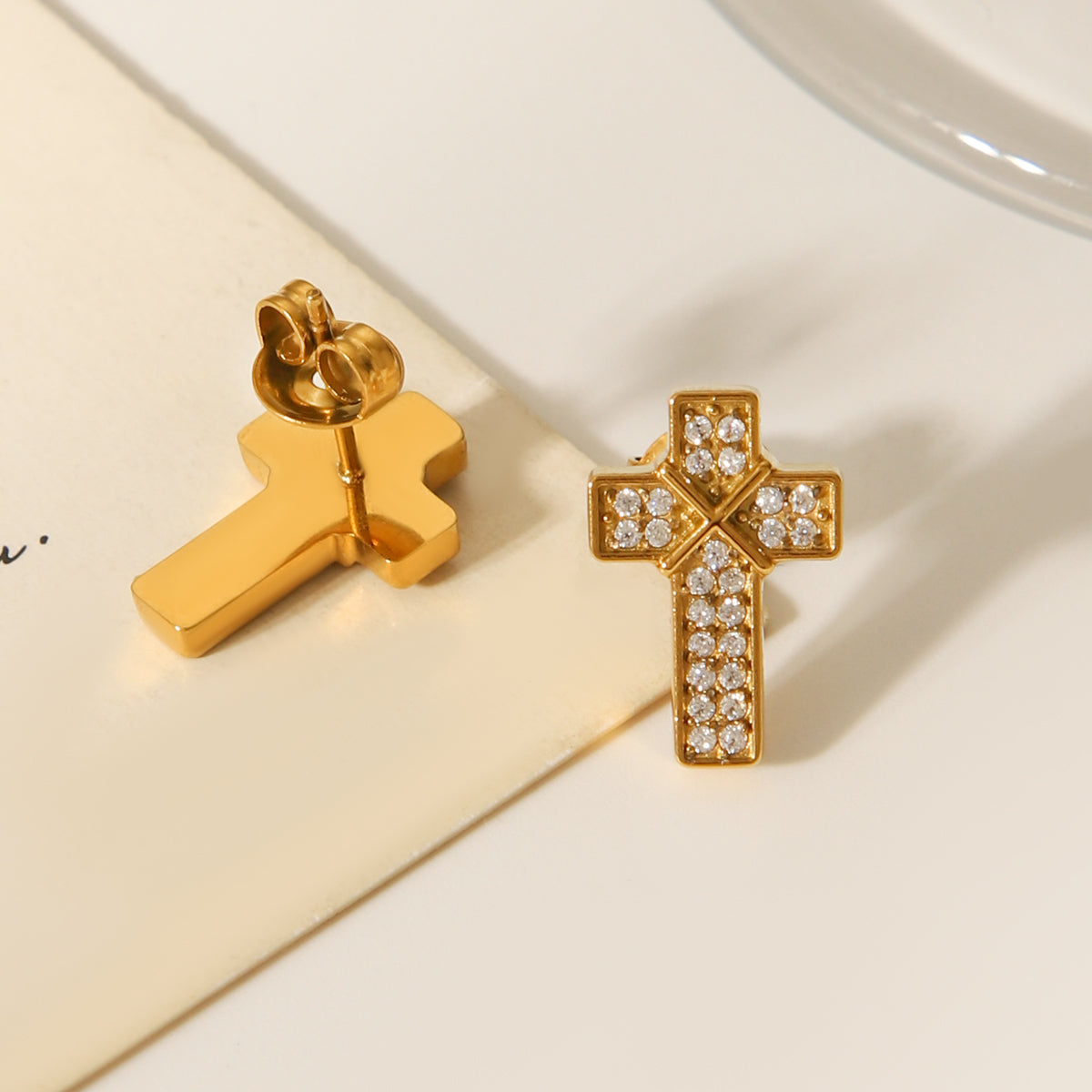 ORECCHINI ROOD CON STRASS ACCIAIO INOX 304 REGOLABILE