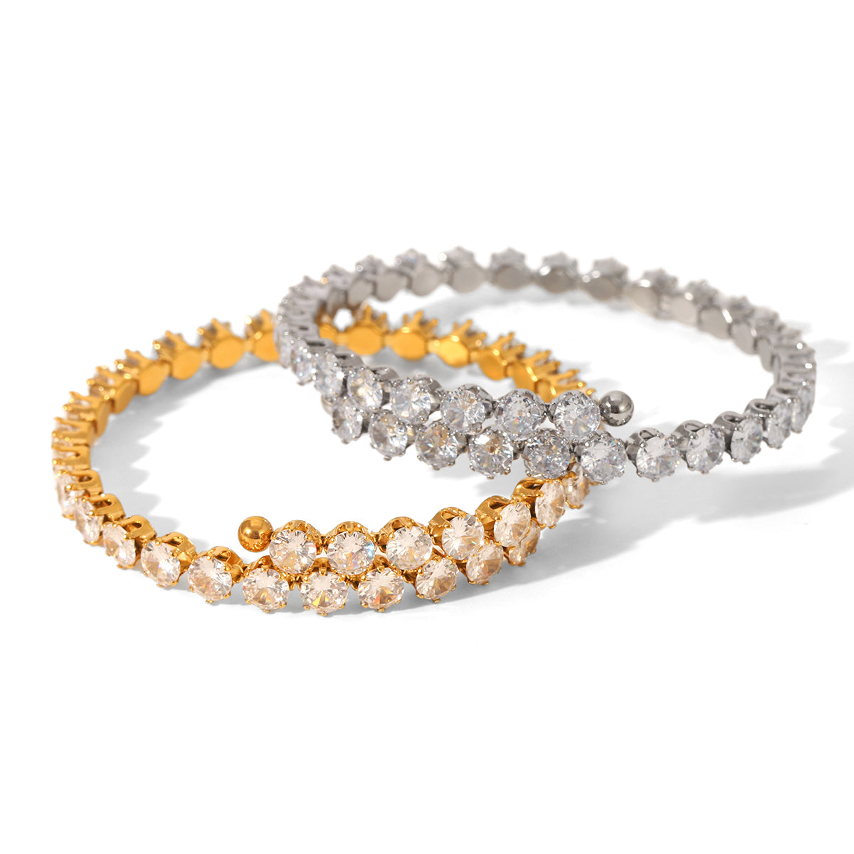 BRACCIALE TENNIS RIGIDO CON ZIRCONI ACCIAIO INOX 304