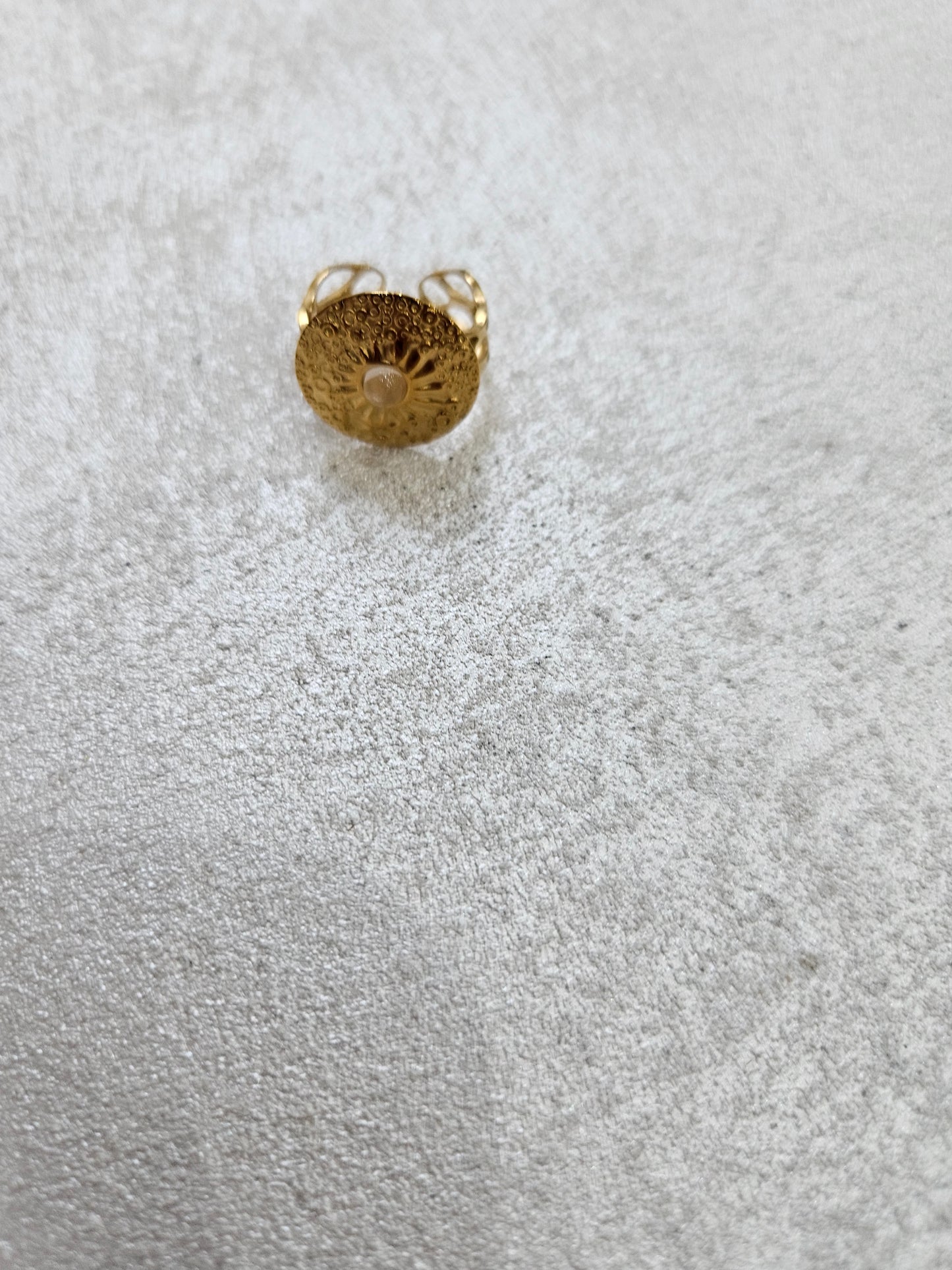 Anello pietra rosa in acciaio inox