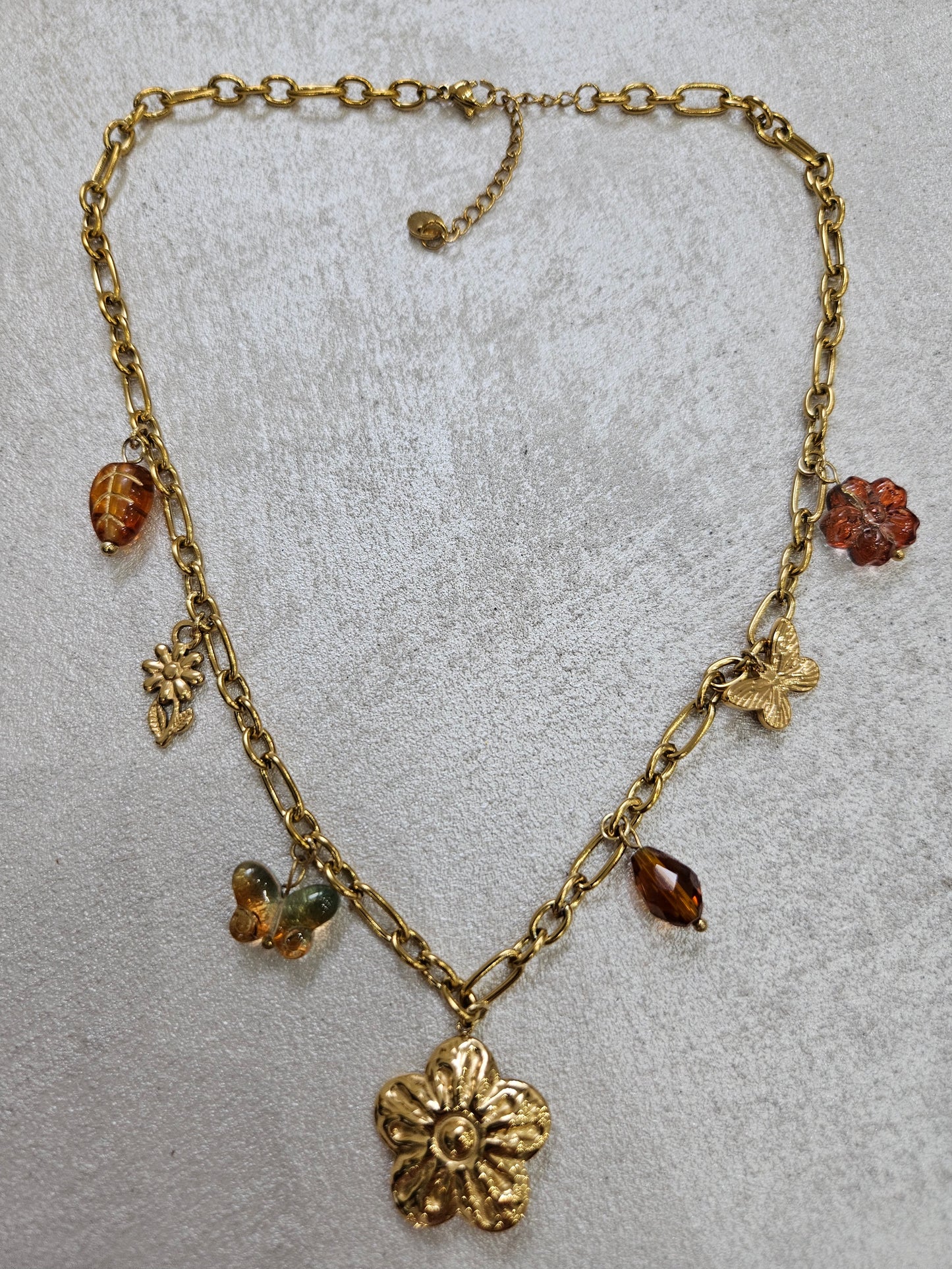 Collana farfalla con charm in acciaio inox