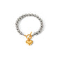 BRACCIALE SFERE LUMINOSE IN ARGENTO CON PENDOLO A CUORE IN ORO ACCIAIO INOX 304 MIS.20,5 CM