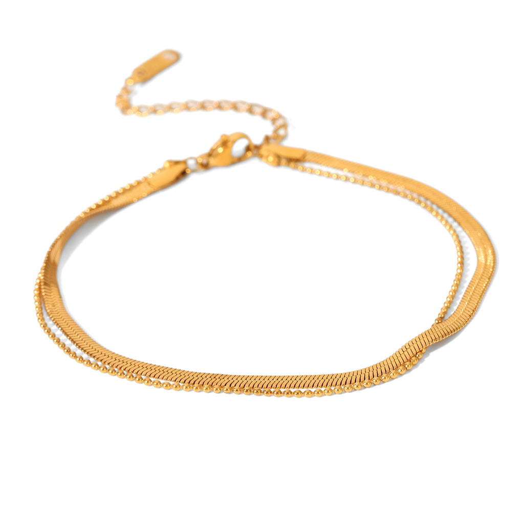 BRACCIALE SNAKE IN ORO DOPPIO FILO ACCIAIO INOX 304 REGOLABILE
