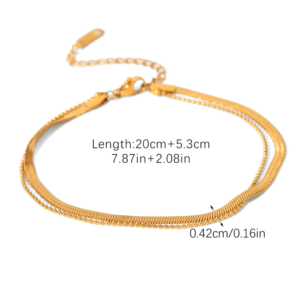 BRACCIALE SNAKE IN ORO DOPPIO FILO ACCIAIO INOX 304 REGOLABILE