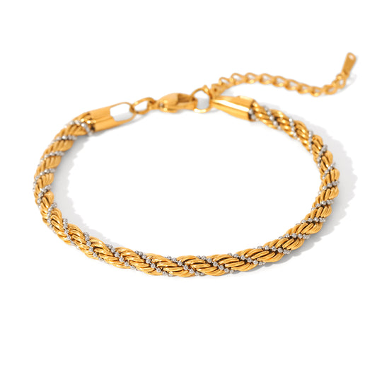 BRACCIALE INTRECCIO IN ORO E ARGENTO REGOLABILE ACCIAIO INOX 304