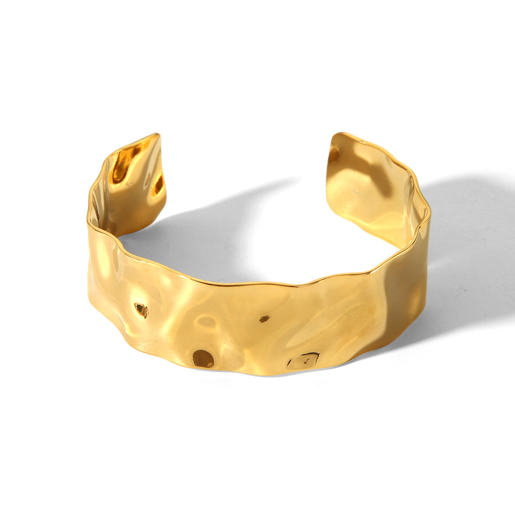 BRACCIALE EGIZIO IN ORO MARTELLATO ACCIAO INOX 304