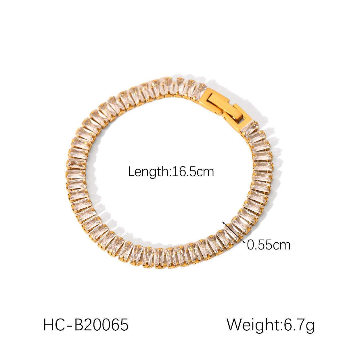 BRACCIALE TENNIS ZIRCONI ACCIAIO INOX 304 MIS 17 CM