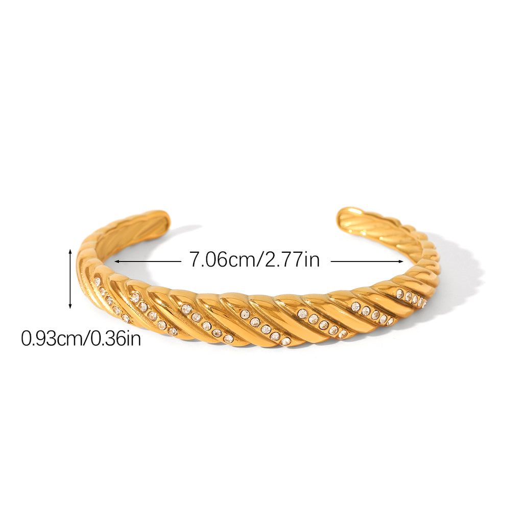 BRACCIALE ANTIQUE  RIGIDO CON STRASS ACCIAIO INOX 304 REGOLABILE