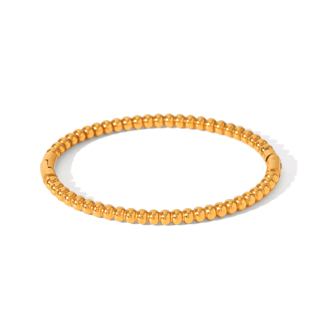 BRACCIALE RIGIDO SFERE IN  ORO ACCIAIO INOX 304