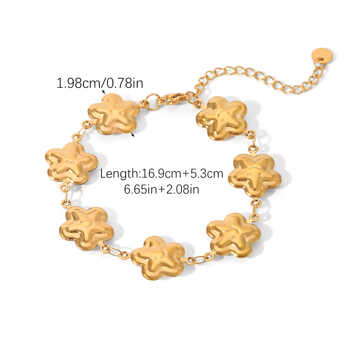 BRACCIALE STAR IN ORO ACCIAIO INOX 304 REGOLABILE