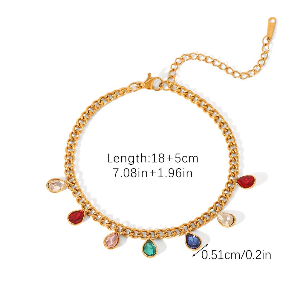 BRACCIALE GOCCIA CON ZIRCONI COLORATI ACCIAIO INOX 304