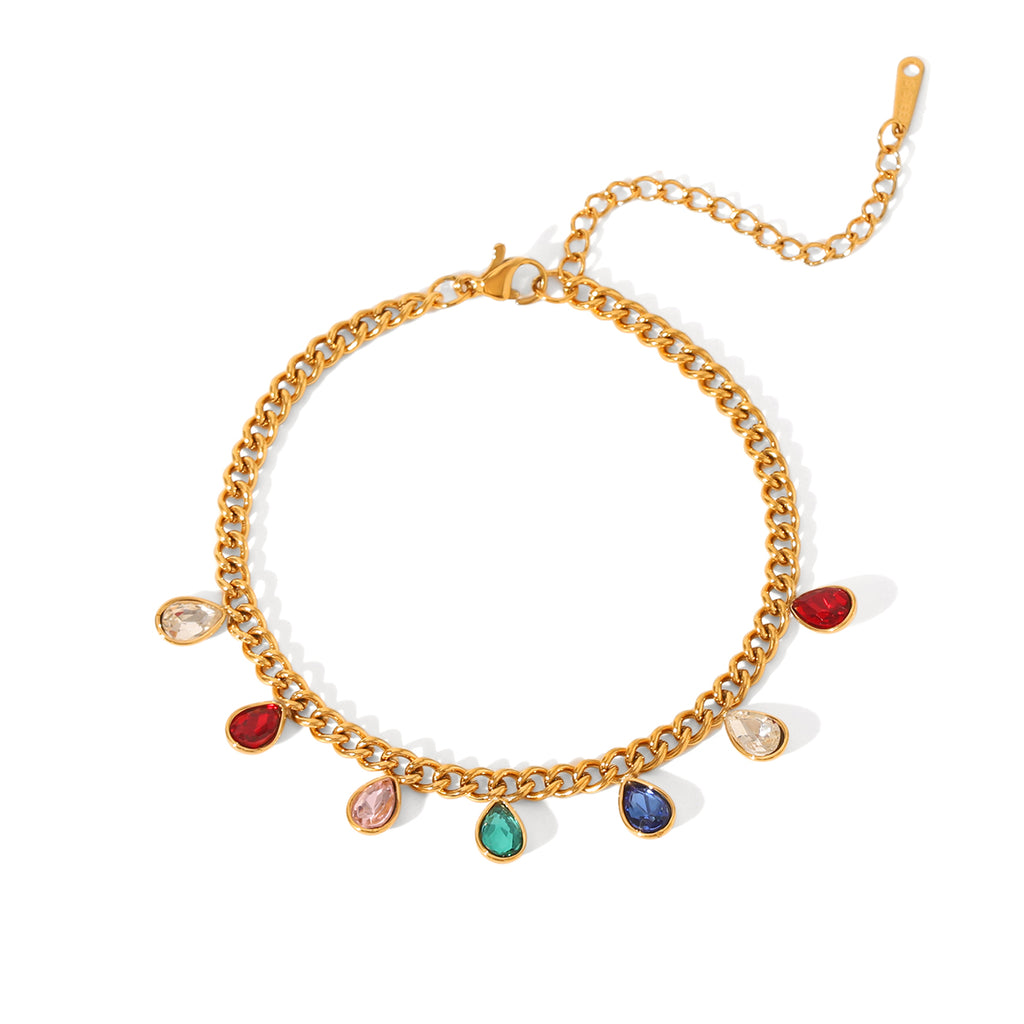 BRACCIALE GOCCIA CON ZIRCONI COLORATI ACCIAIO INOX 304