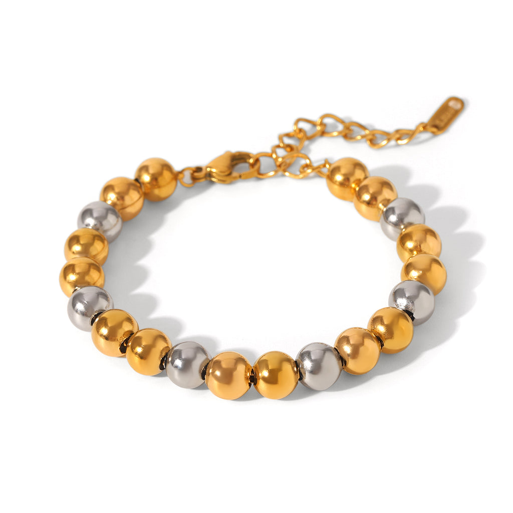 BRACCIALE SFERE LUMINOSE ORO/AREGNTO ACCIAIO INOX 304 REGOLABILE