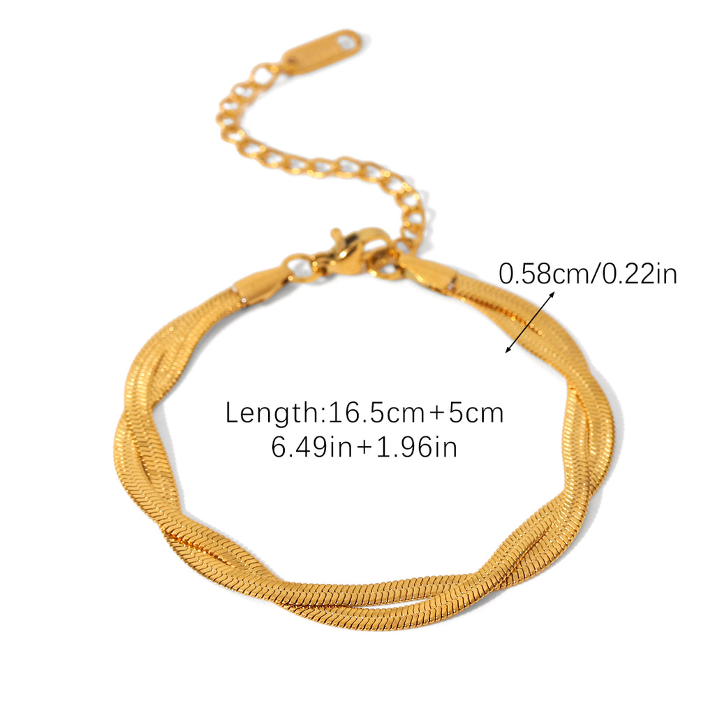 BRACCIALE SNAKE INTRECCIO IN  ORO ACCIAIO INOX 304 REGOLABILE