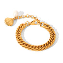 BRACCIALE SONAGLI E PERLE NATURALI ACCIAIO INOX 304 REGOLABILE