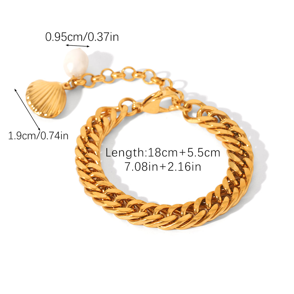 BRACCIALE SONAGLI E PERLE NATURALI ACCIAIO INOX 304 REGOLABILE