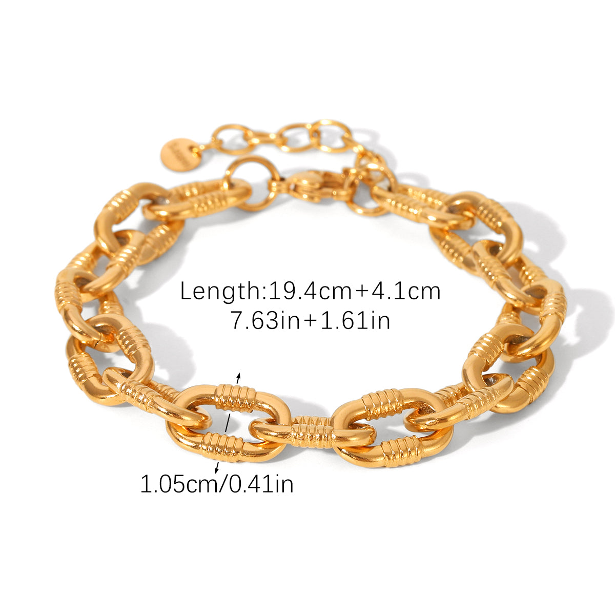 BRACCIALE CATENA MARINARA ORO ACCIAIO INOX 304 REGOLABILE