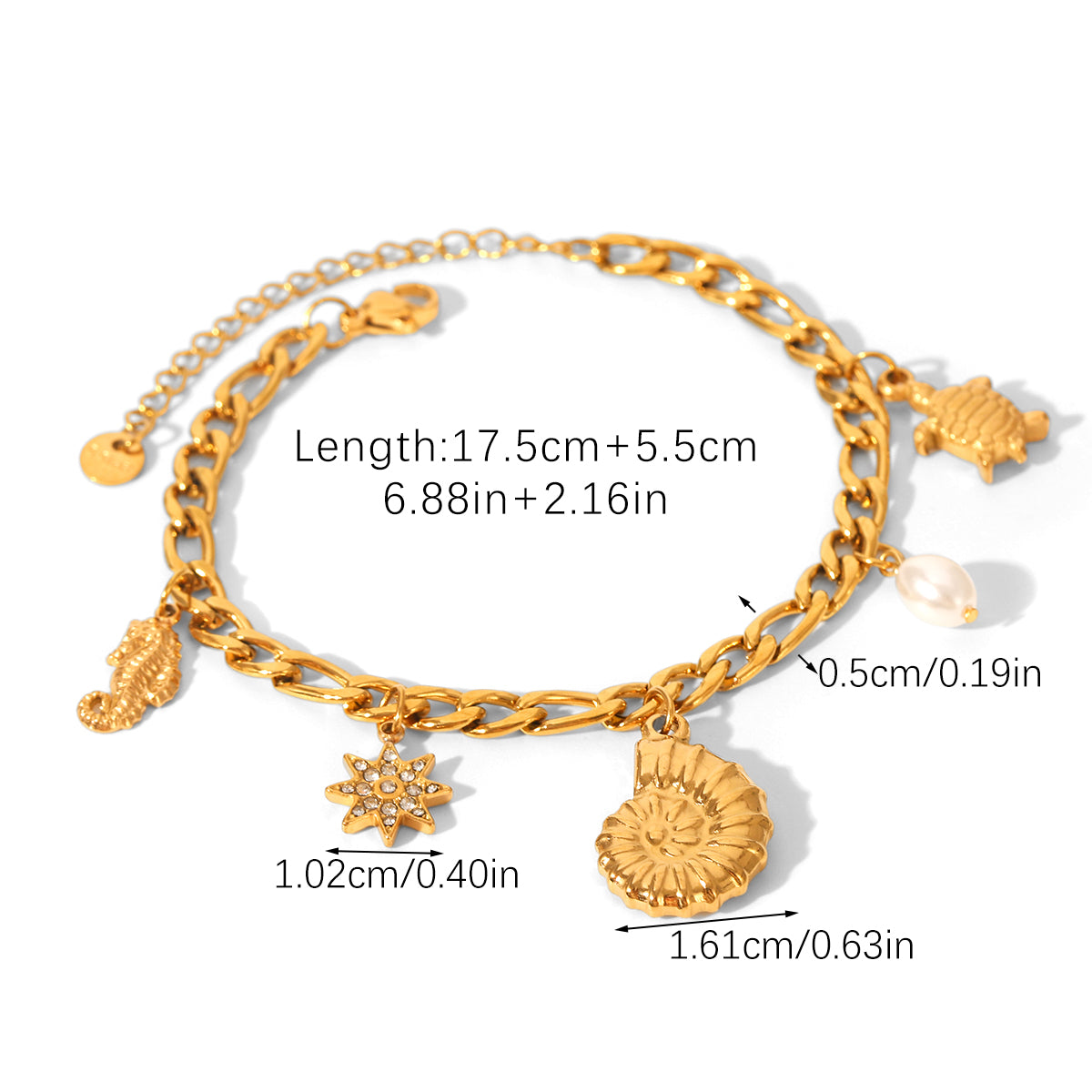 BRACCIALE MARINO CON CIONDOLI ACCIAIO INOX 304 REGOLABILE