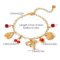 BRACCIALE FIOCCO CON CIONDOLI E PIETRE ACCIAIO INOX 304 REGOLABILE