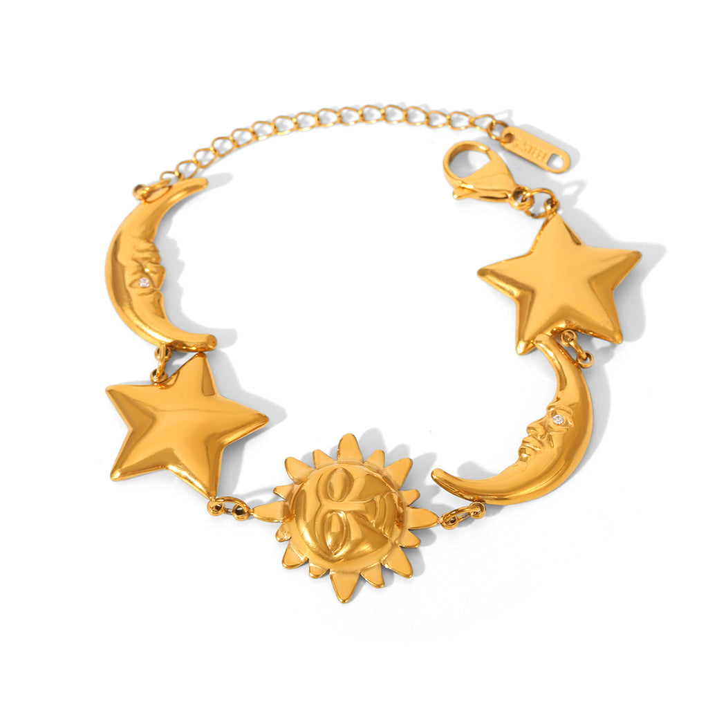 BRACCIALE COSTELLAZIONI IN ORO  ACCIAIO INOX 304 REGOLABILE
