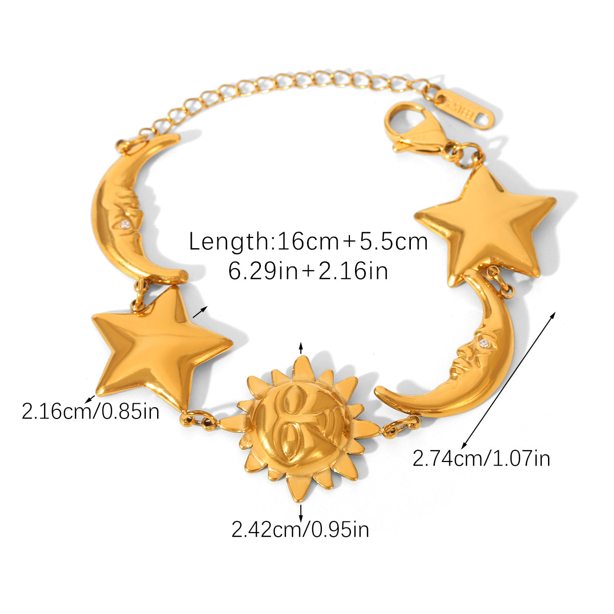 BRACCIALE COSTELLAZIONI IN ORO  ACCIAIO INOX 304 REGOLABILE