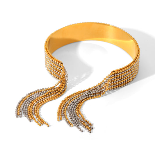 BRACCIALE ELEGANCE RIGIDO IN ORO E PENDOLI  REGOLABILE ACCIAIO INOX 304
