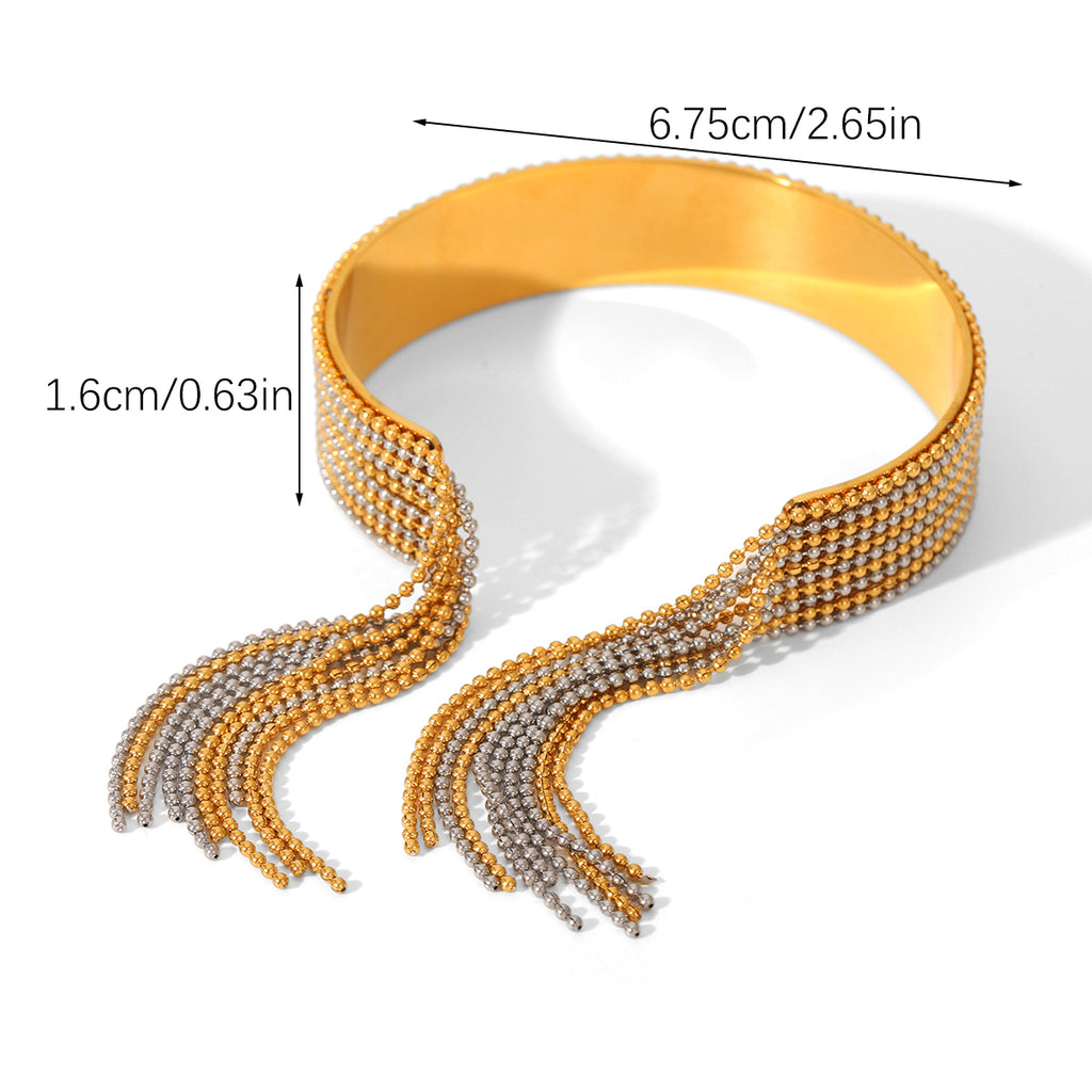 BRACCIALE ELEGANCE RIGIDO IN ORO E PENDOLI  REGOLABILE ACCIAIO INOX 304