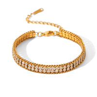 BRACCIALE TENNIS IN ORO CON ZIRCONI REGOLABILE ACCIAIO INOX 304