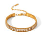 BRACCIALE TENNIS IN ORO CON ZIRCONI REGOLABILE ACCIAIO INOX 304