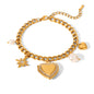 BRACCIALE LOVE CON CIONDOLI TRASS E PERLE ACCIAIO INOX 304