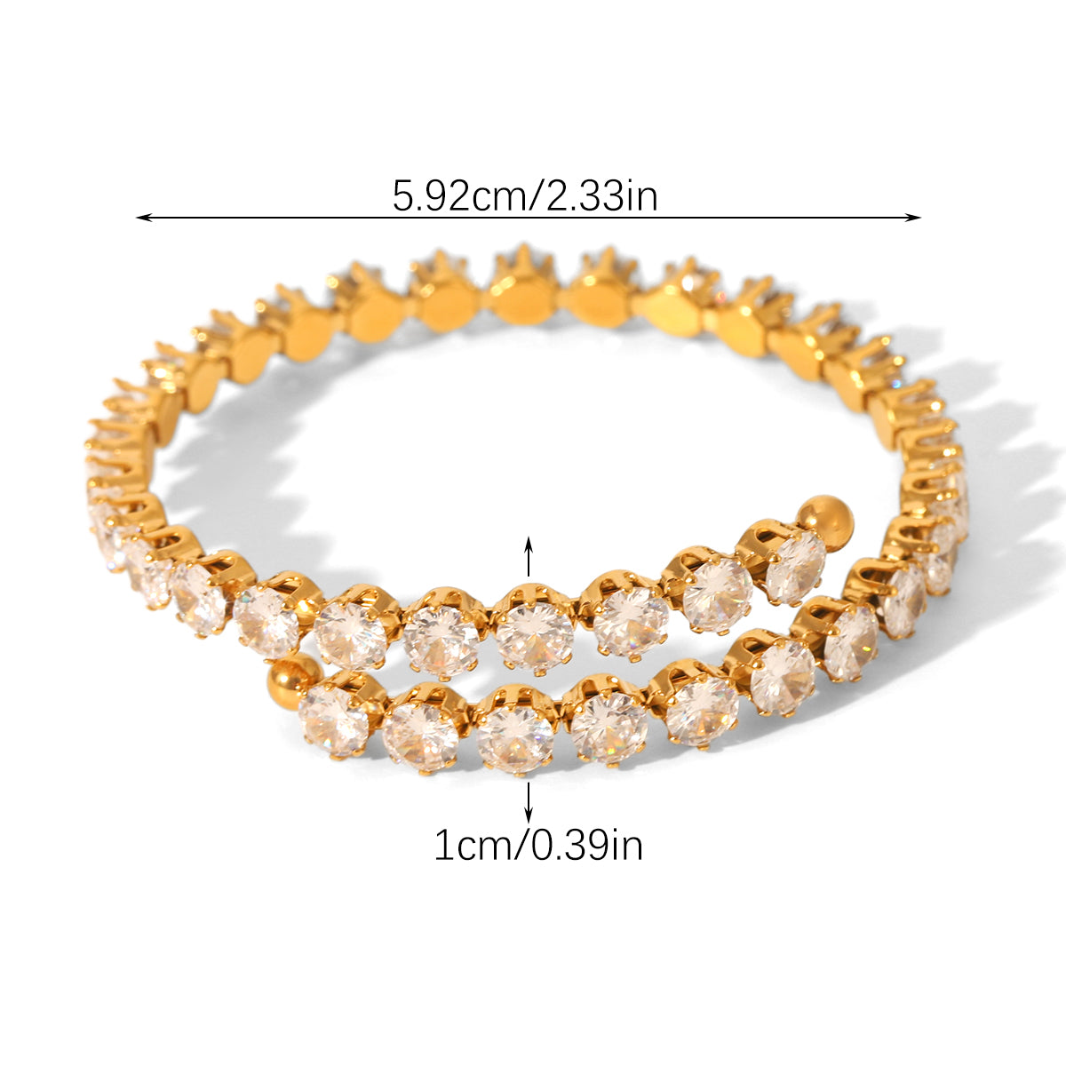 BRACCIALE SPIRALE IN ORO CON ZIRCONI IN ACCIAIO INOX 304