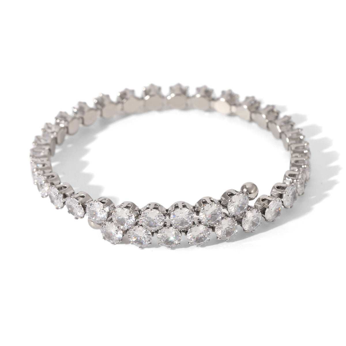 BRACCIALE TENNIS RIGIDO CON ZIRCONI ACCIAIO INOX 304