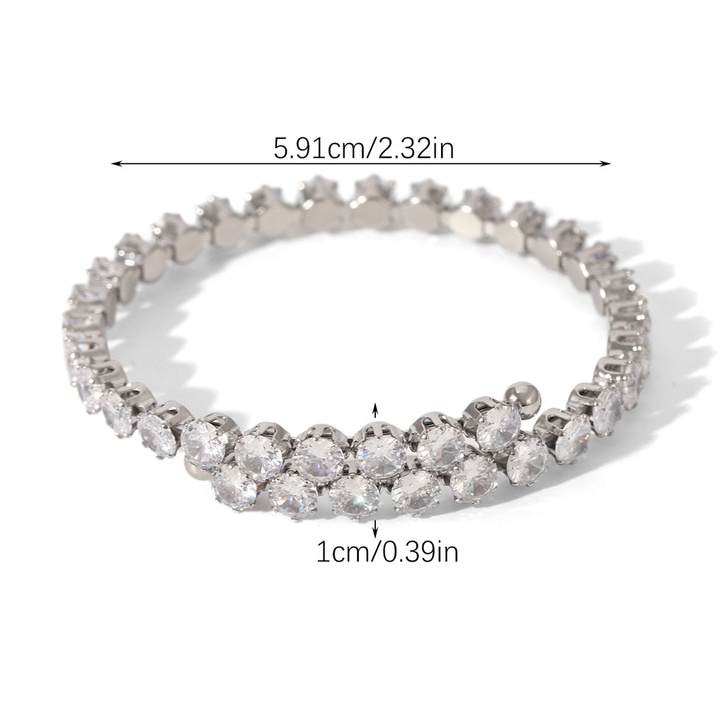 BRACCIALE TENNIS RIGIDO CON ZIRCONI ACCIAIO INOX 304