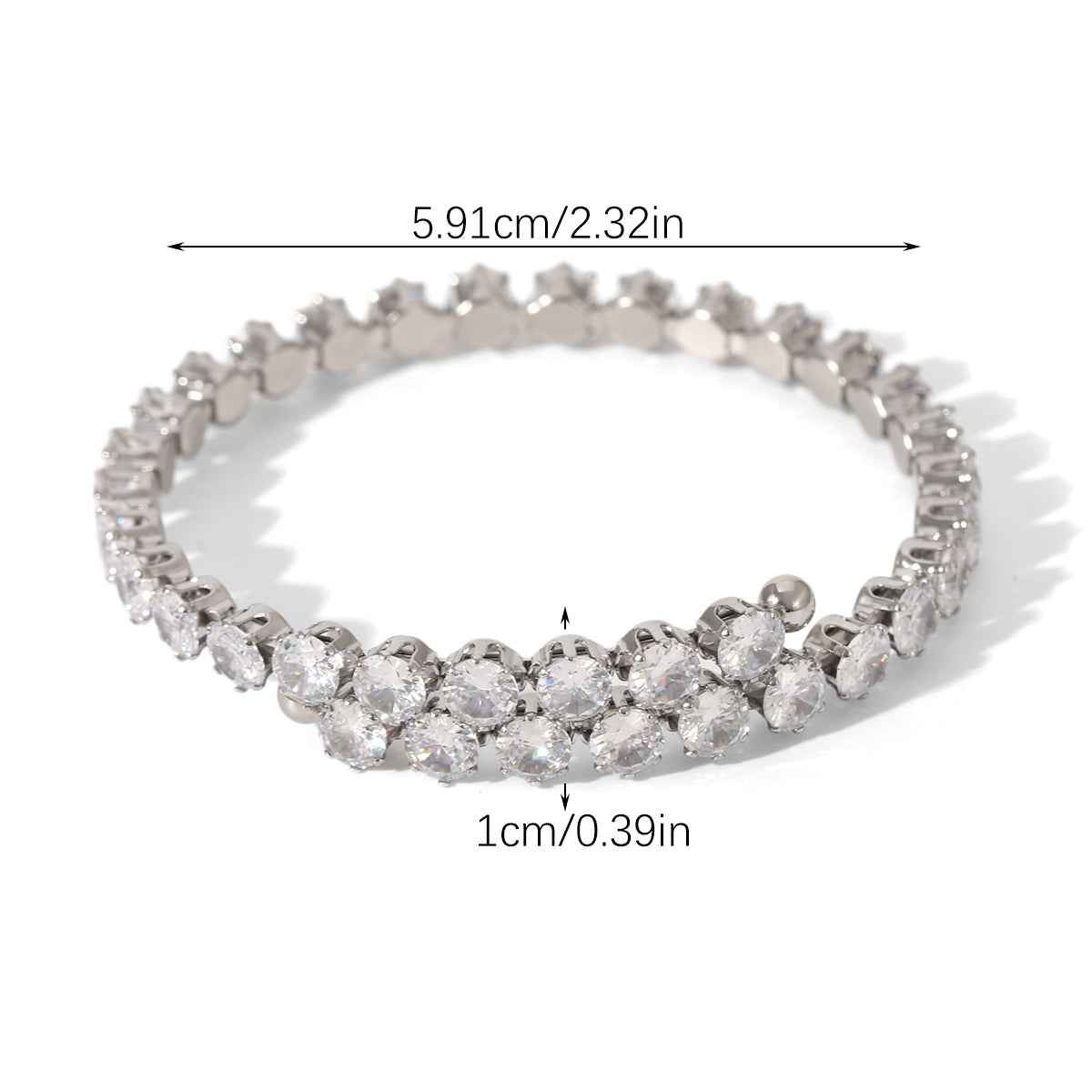 BRACCIALE TENNIS RIGIDO CON ZIRCONI ACCIAIO INOX 304