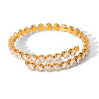 BRACCIALE SPIRALE IN ORO CON ZIRCONI IN ACCIAIO INOX 304