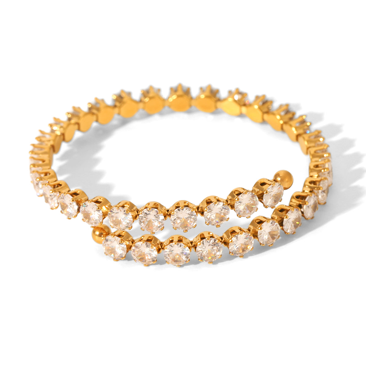 BRACCIALE SPIRALE IN ORO CON ZIRCONI IN ACCIAIO INOX 304