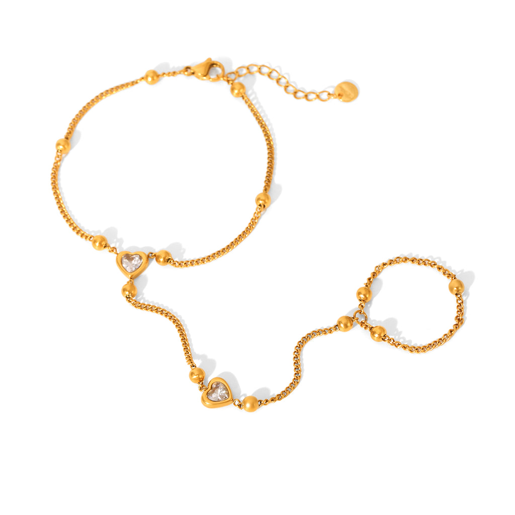 BRACCIALE BACIAMANO IN ORO ACCIAIO INOX 304 CON ZIRCONI REGOLABILE