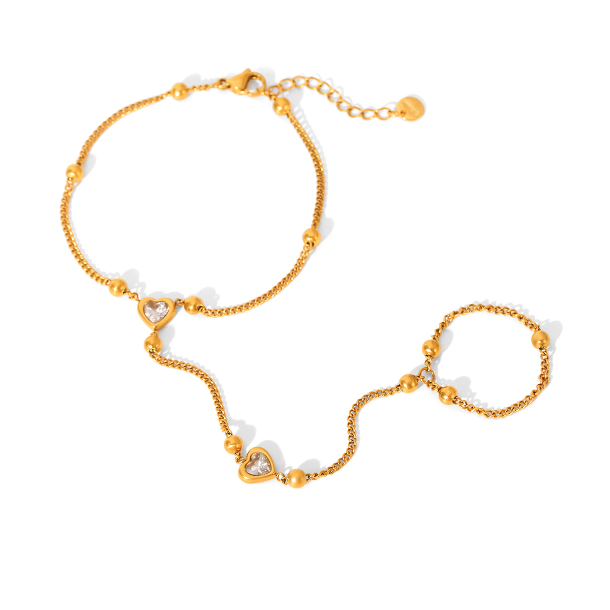 BRACCIALE BACIAMANO IN ORO ACCIAIO INOX 304 CON ZIRCONI REGOLABILE