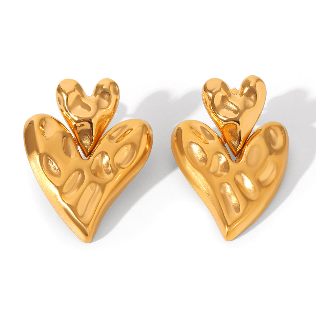 ORECCHINI CUORI GOLD ACCIAIO INOX 304