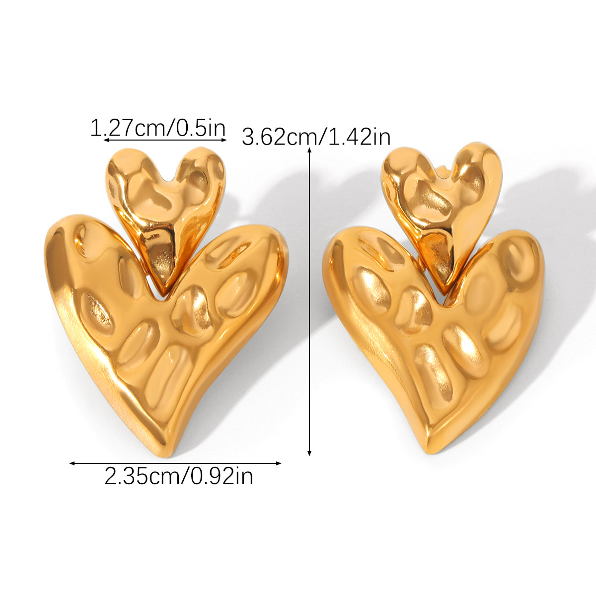 ORECCHINI CUORI GOLD ACCIAIO INOX 304