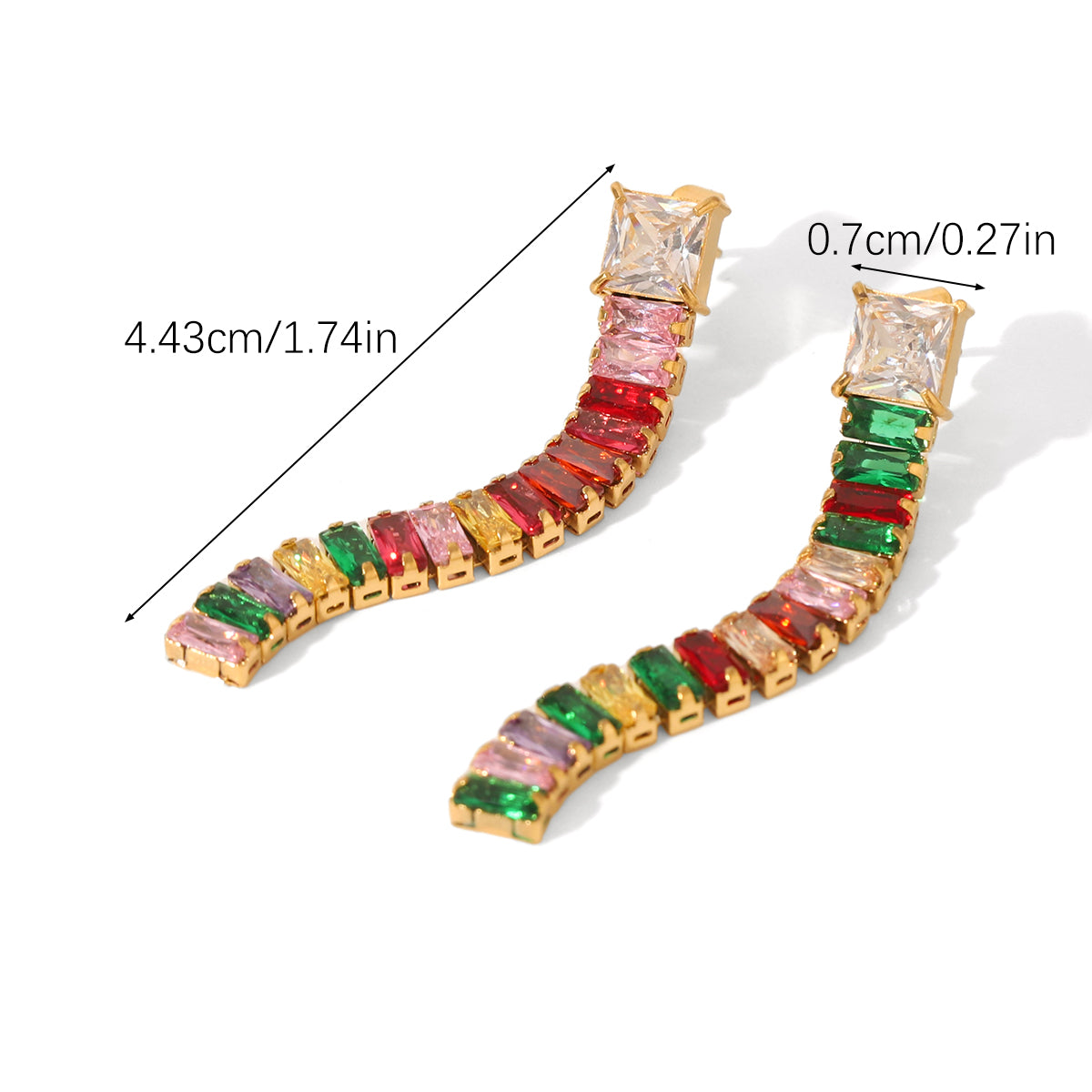 ORECCHINI PRECIOUS PENDENTI IMPREZIOSITO CON PIETRE MULTICOLOR ACCIAIO INOX 304