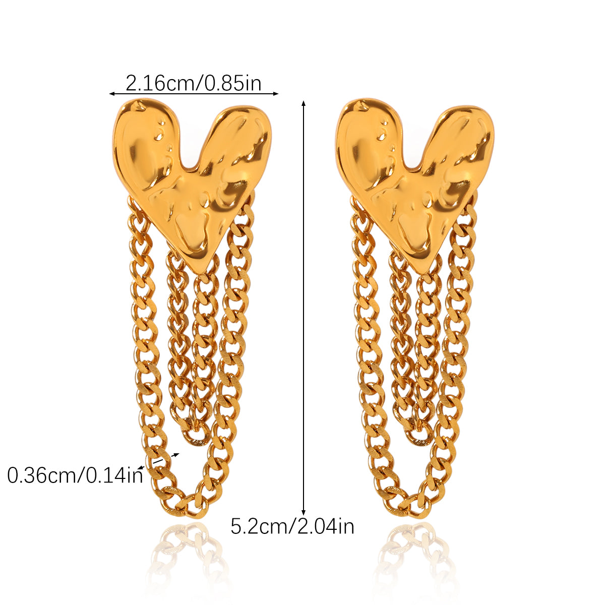 ORECCHINI LOVE CON PENDOLI ACCIAIO INOX 304 REGOLABILE