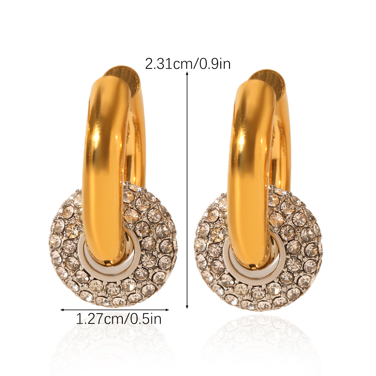 ORECCHINI LEGAMI DIAMOND ORO/AREGNTO ACCIAIO INOX 304 REGOLABILE