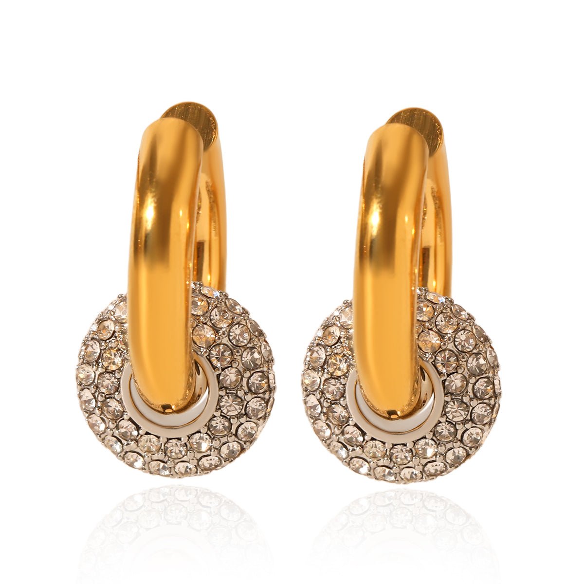 ORECCHINI LEGAMI DIAMOND ORO/AREGNTO ACCIAIO INOX 304 REGOLABILE