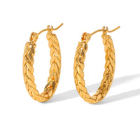 ORECCHINI A CERCHIO TRECCIA ORO ACCIAO INOX 304