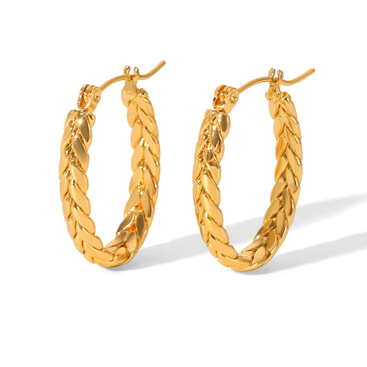 ORECCHINI A CERCHIO TRECCIA ORO ACCIAO INOX 304