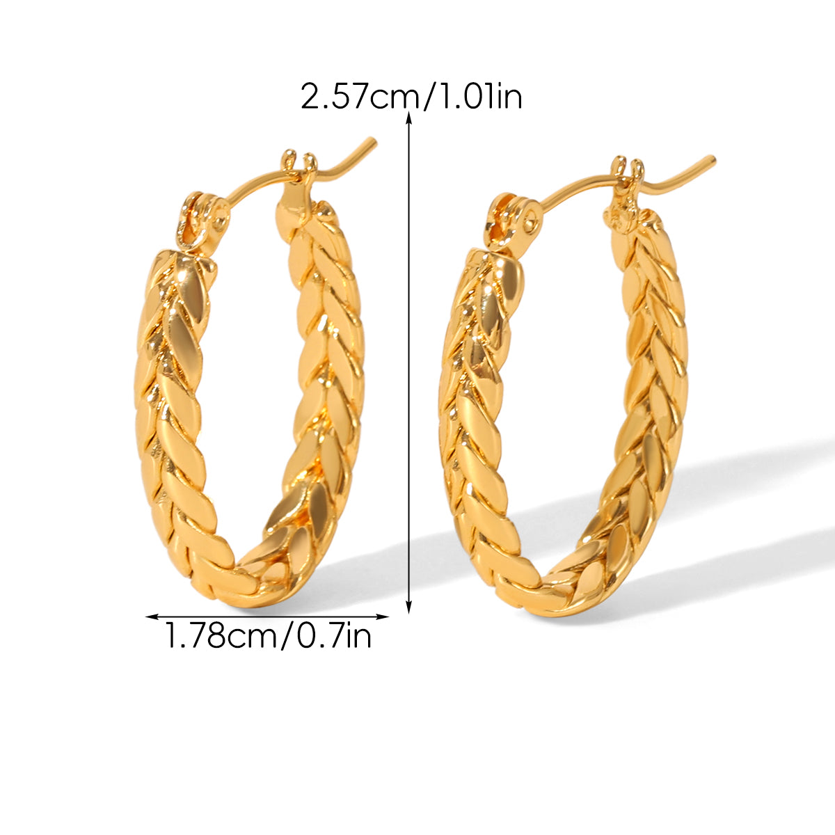 ORECCHINI A CERCHIO TRECCIA ORO ACCIAO INOX 304